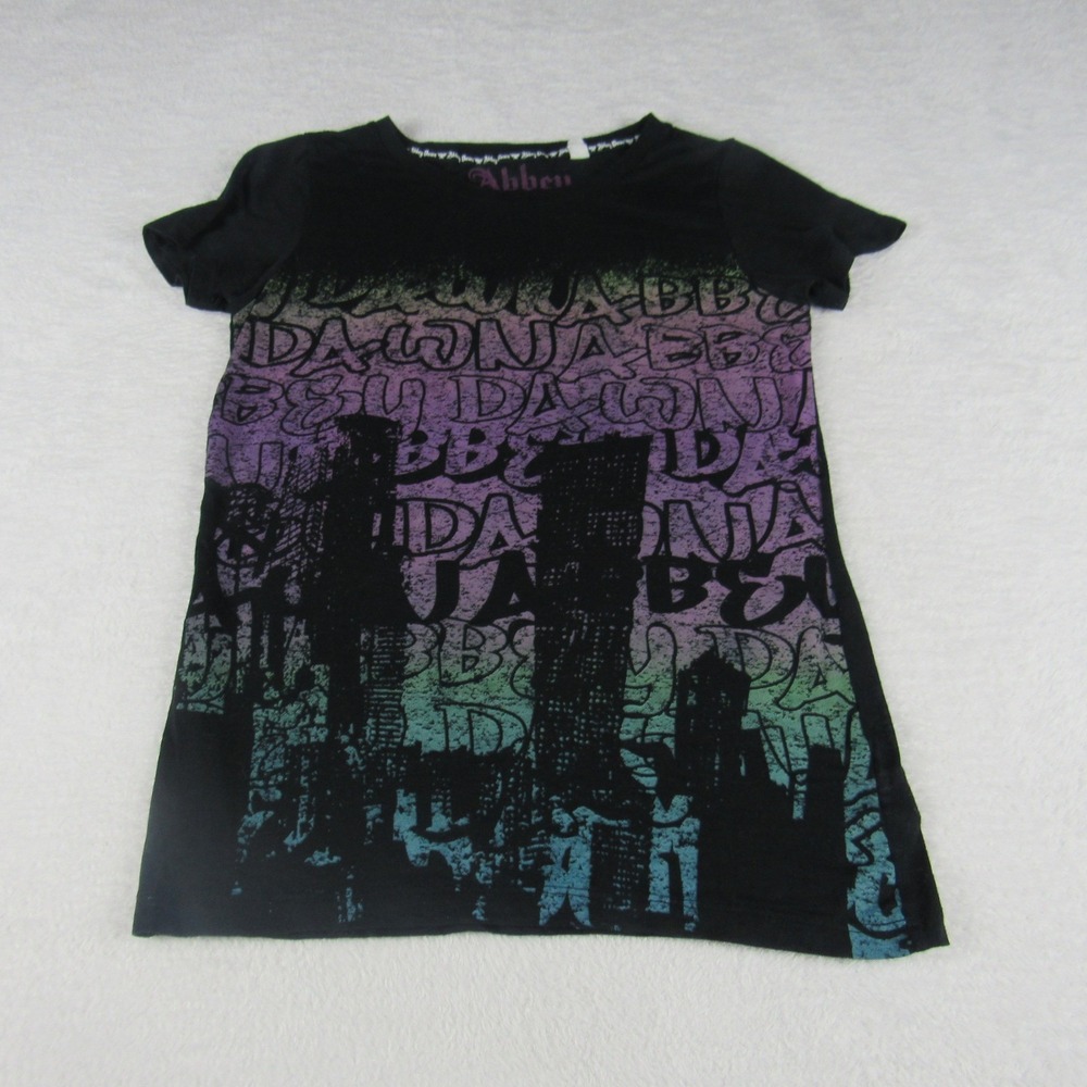 Abbey Dawn Graphic Tee Women XL Black Avril Lavigne City Skyline